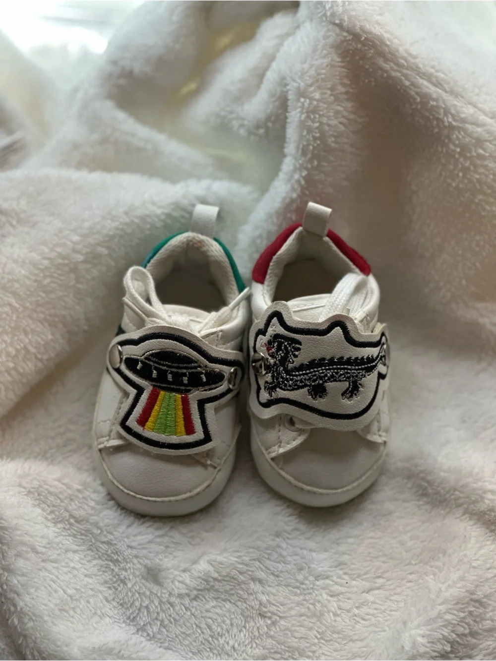 Kids White Sneakers with Colorful Removable Patch Accents